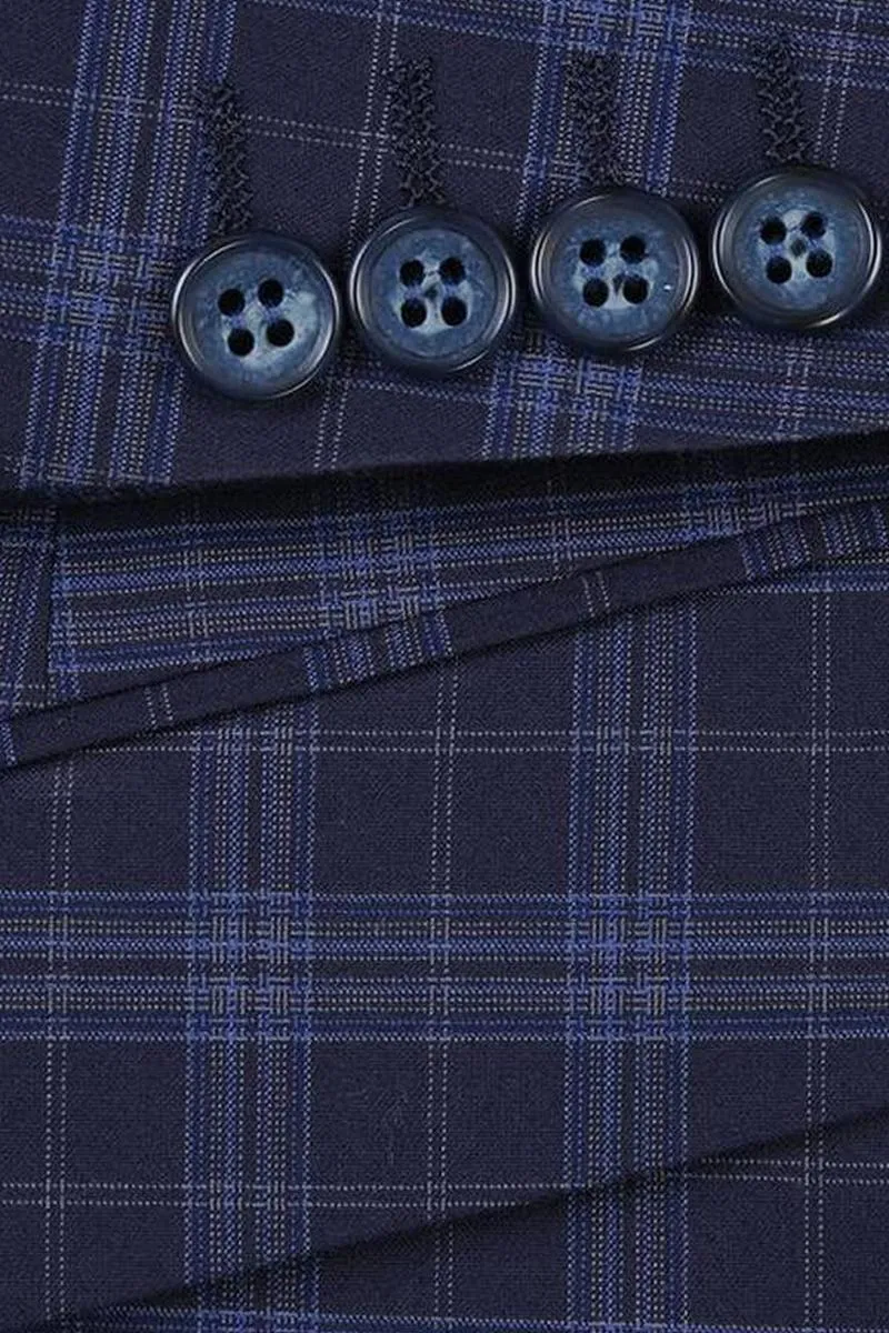 Navy Windowpane 2-Button Notch Suit (2-Piece Set)