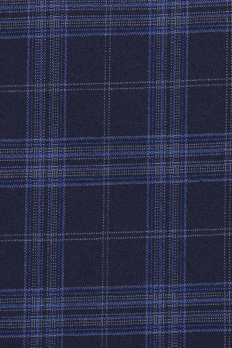 Navy Windowpane 2-Button Notch Suit (2-Piece Set)