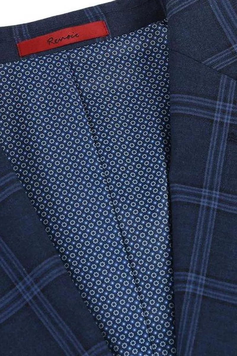 Navy Windowpane 2-Button Notch Suit (2-Piece Set)