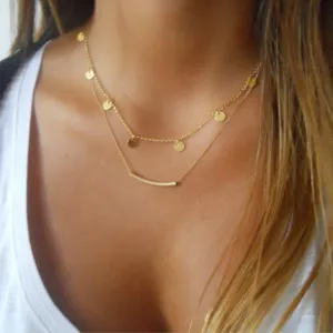 New Layered Necklace Bohemia Gold Silver tassel Blue Beads Feather Pendant Multi Layer Necklaces For Women Collier Boho Jewelry