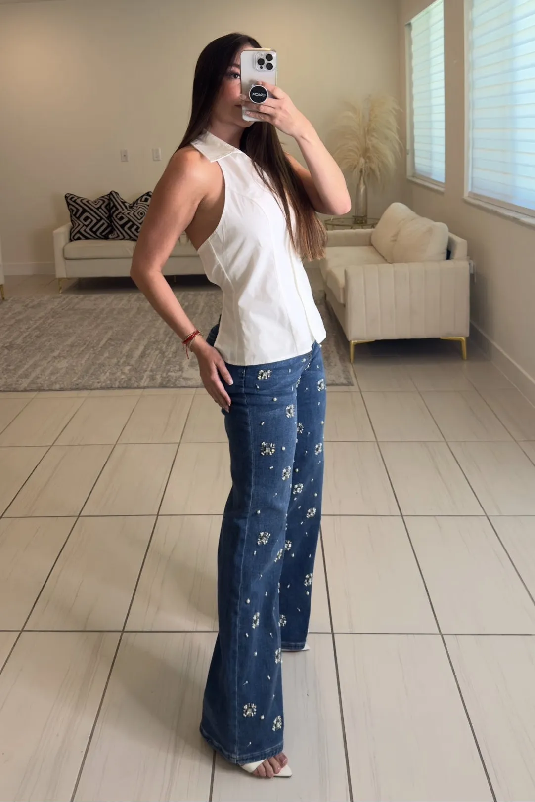 Nina Pearls Denim Pants