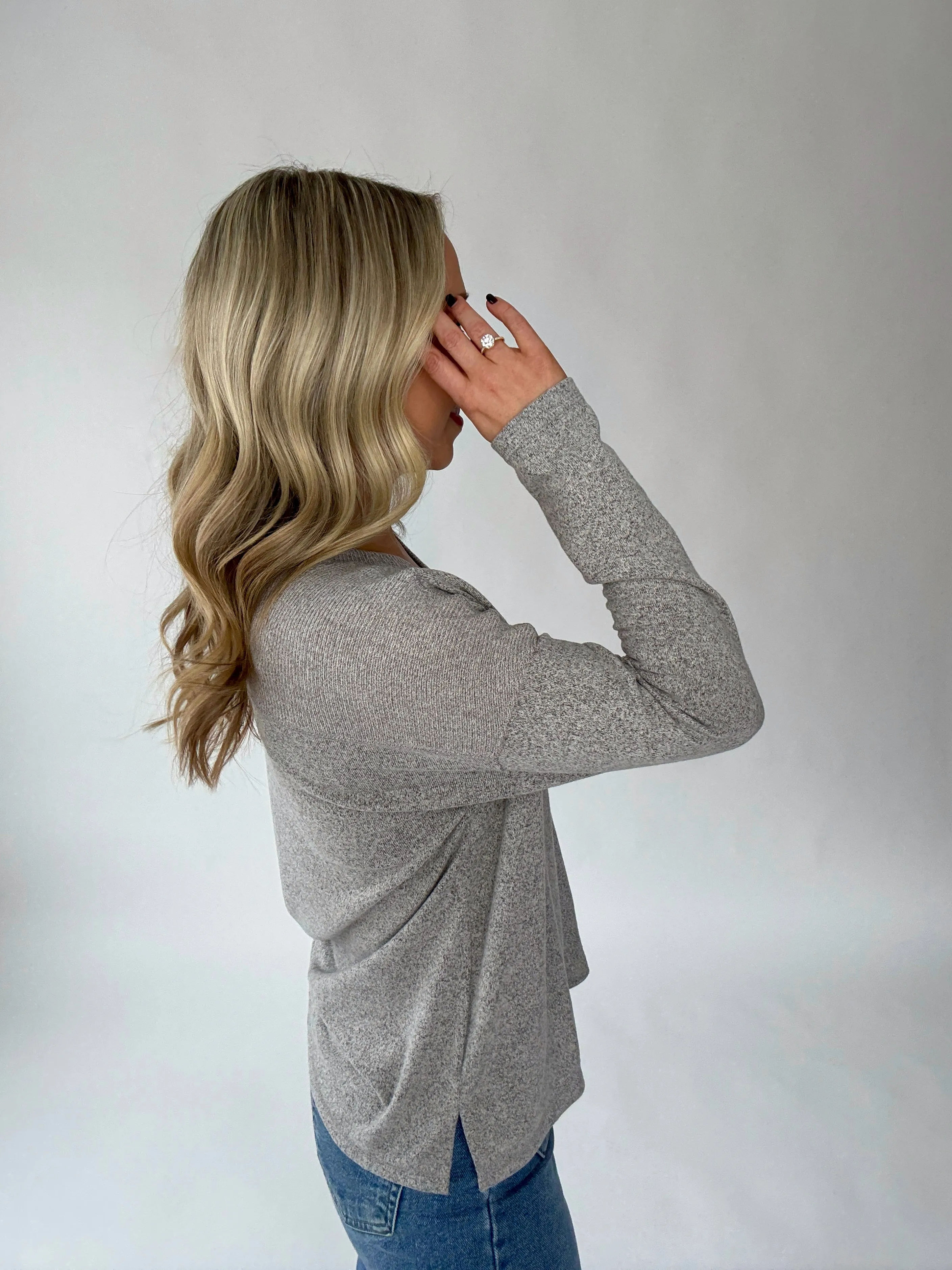 Oh So Cozy V-Neck Sweater - Charcoal