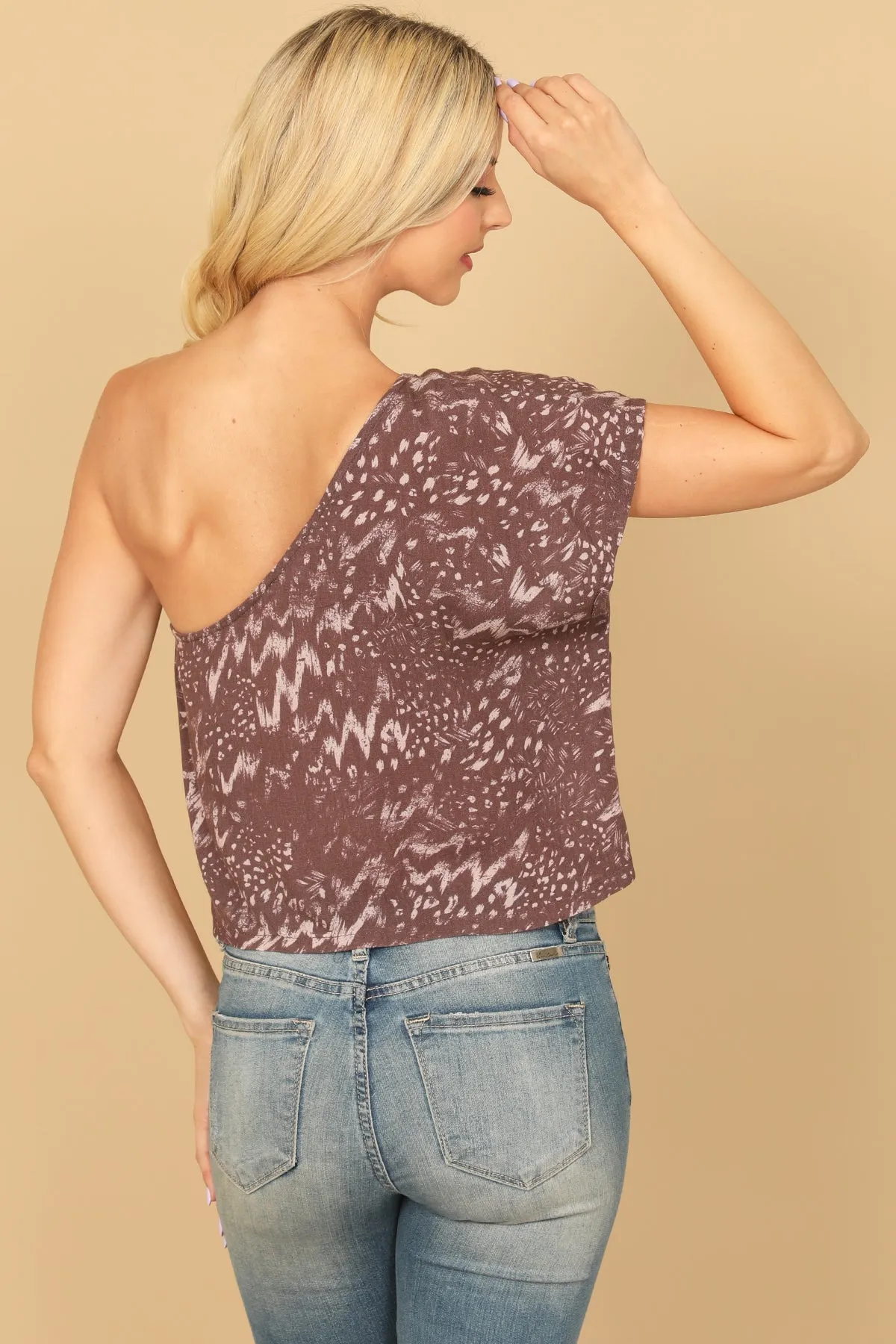 ONE SHOULDER PRINTED CROP TOP
