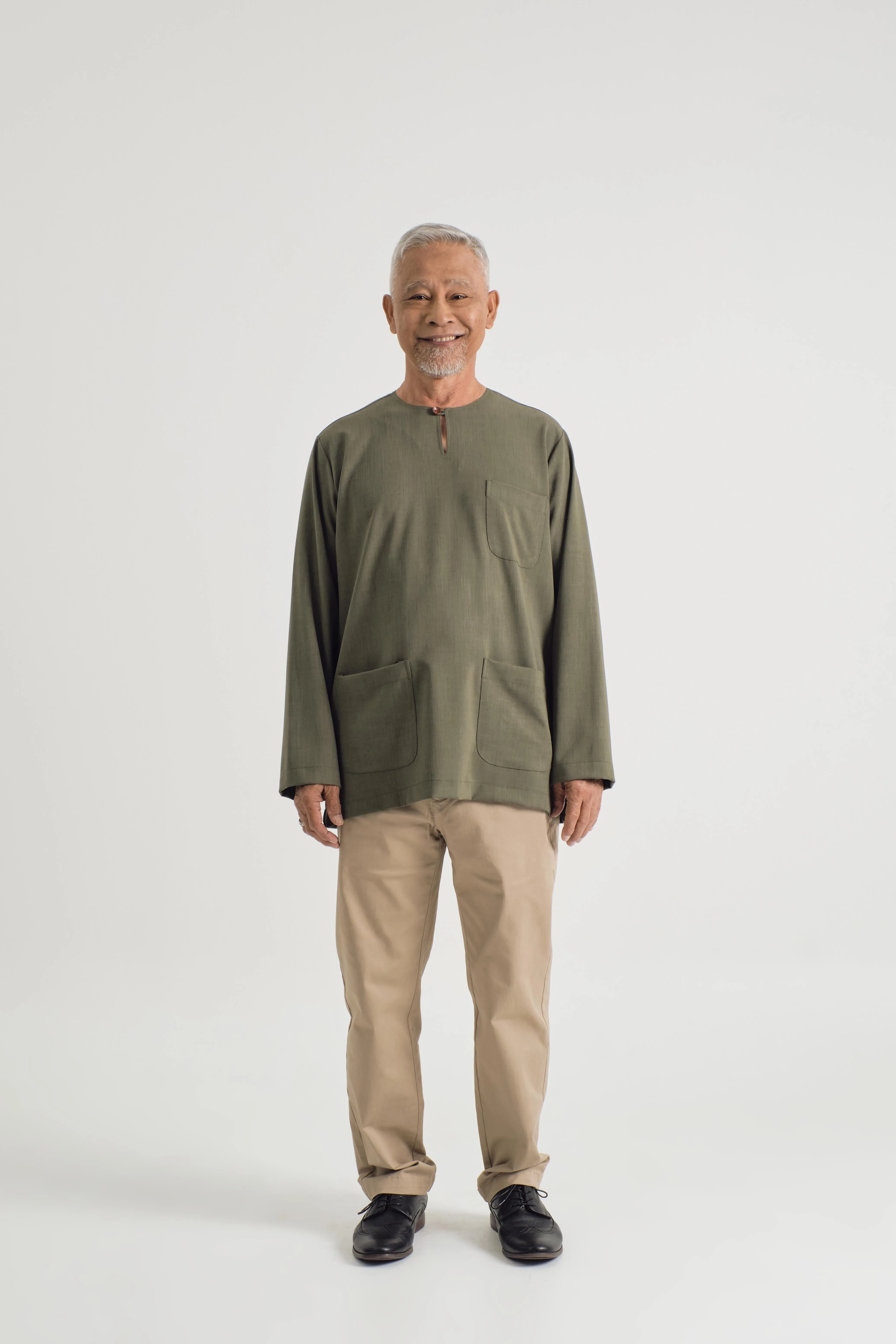 Pangku Plain Men Top Classic Fit - Olive Green