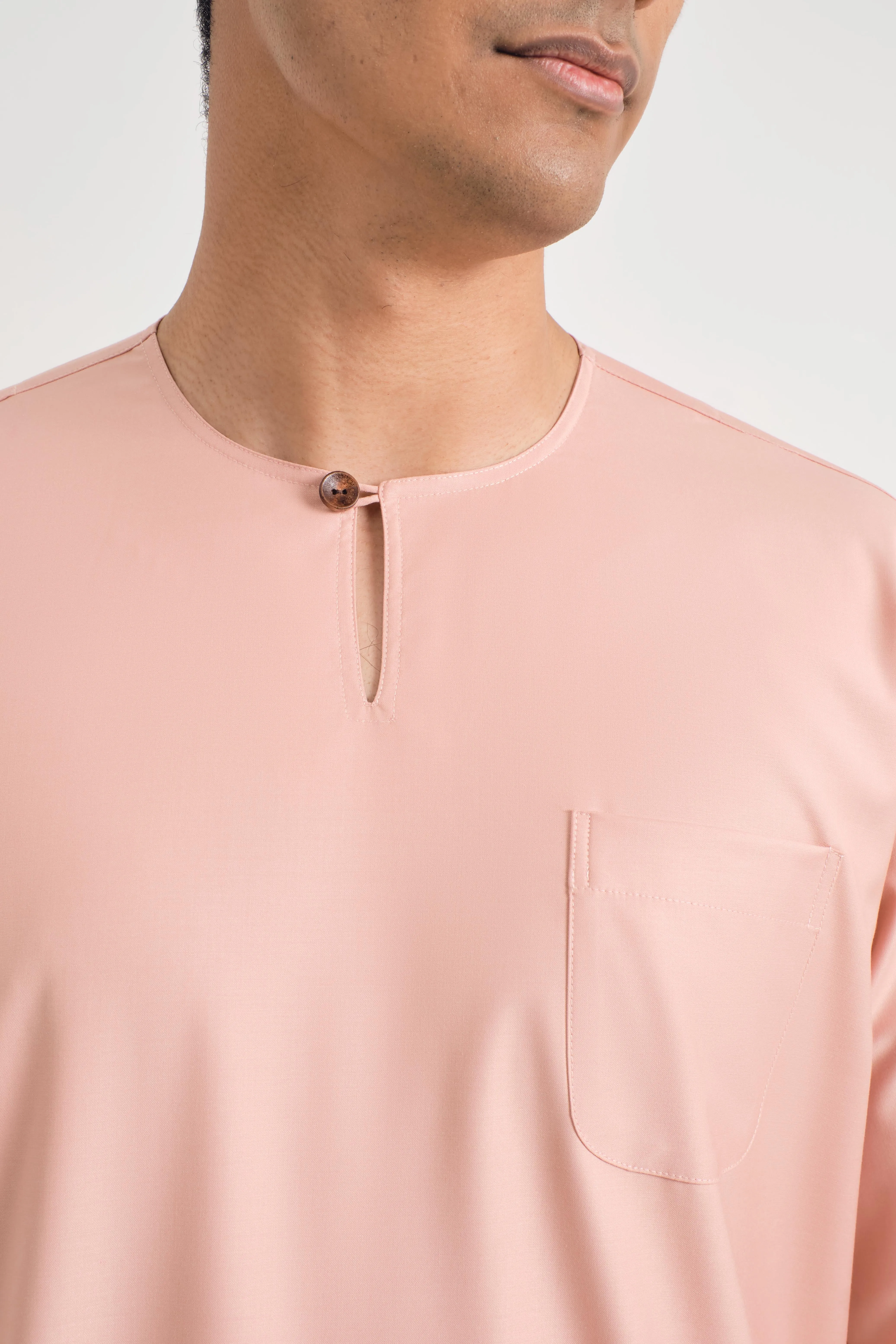 Patawali Classic Fit Baju Melayu Teluk Belanga - Coral