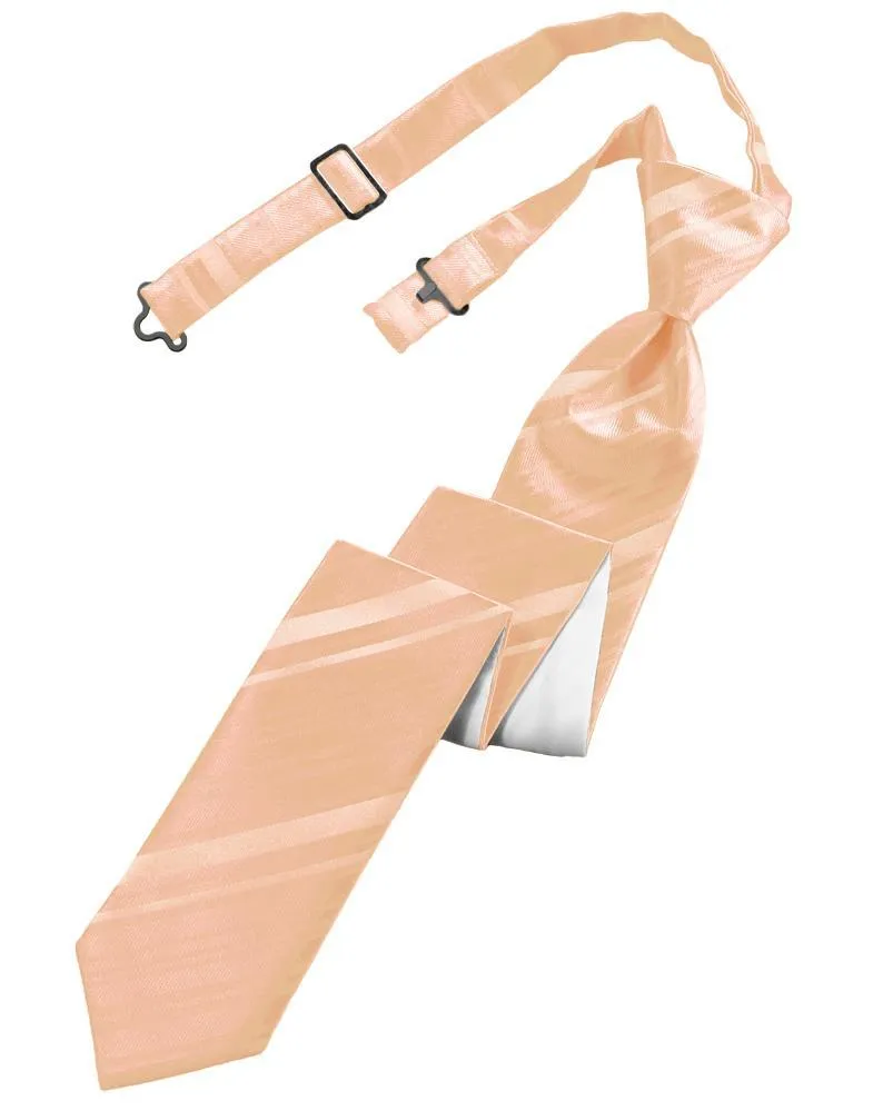 Peach Striped Satin Skinny Necktie