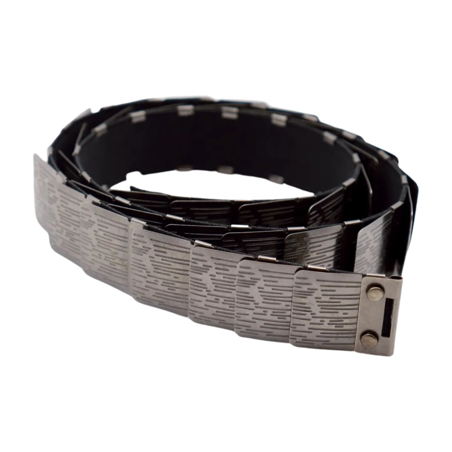 Pewter Black Color Metal Elastic Waistband Skinny Belt Size S M