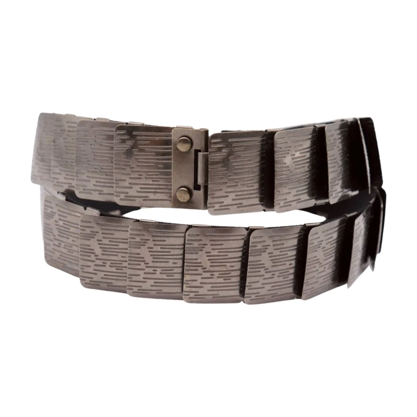 Pewter Black Color Metal Elastic Waistband Skinny Belt Size S M