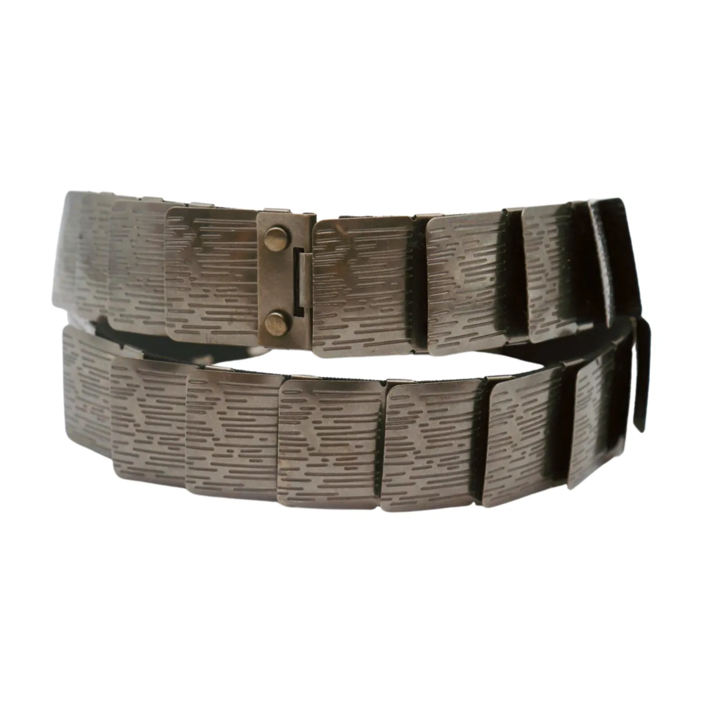 Pewter Black Color Metal Elastic Waistband Skinny Belt Size S M
