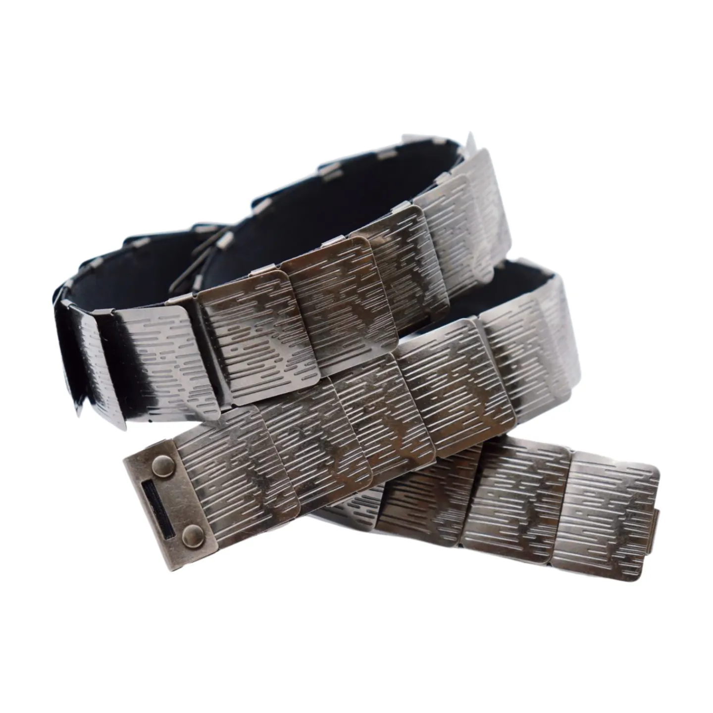 Pewter Black Color Metal Elastic Waistband Skinny Belt Size S M