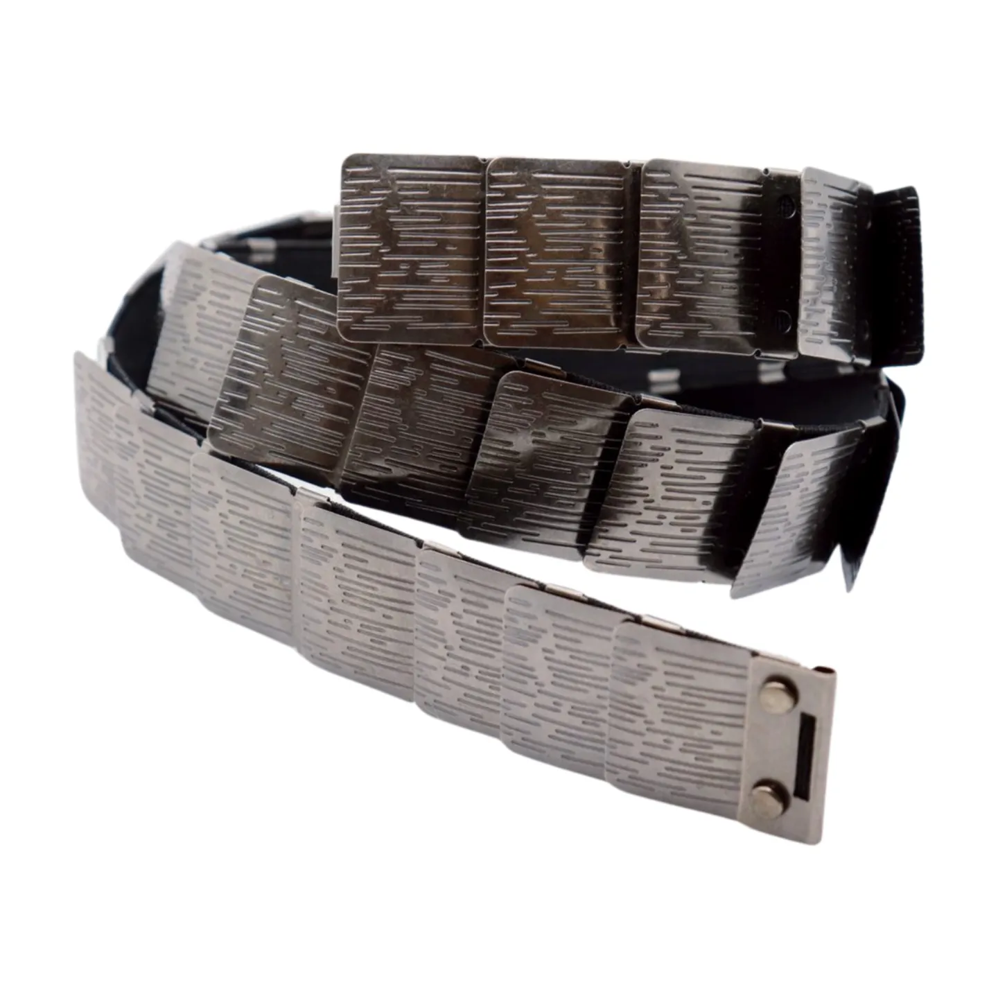 Pewter Black Color Metal Elastic Waistband Skinny Belt Size S M