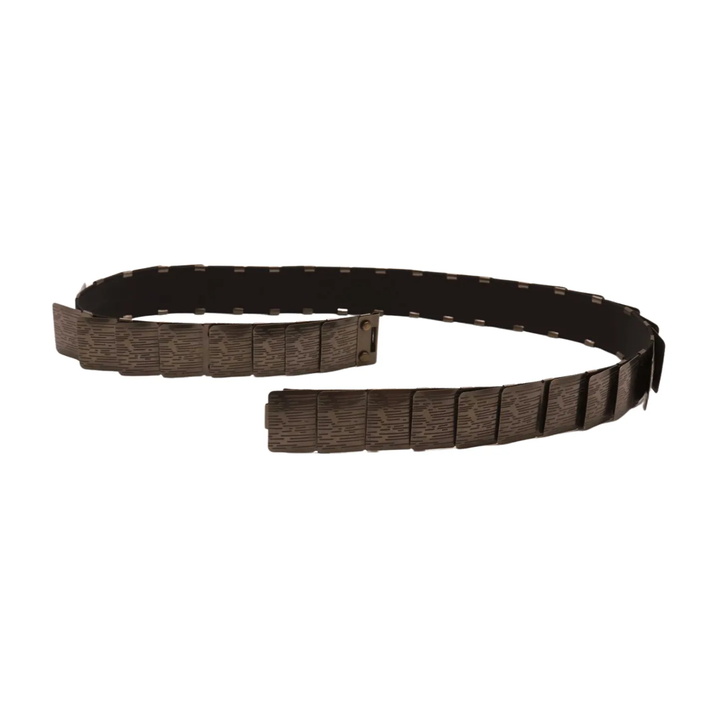 Pewter Black Color Metal Elastic Waistband Skinny Belt Size S M