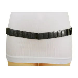 Pewter Black Color Metal Elastic Waistband Skinny Belt Size S M