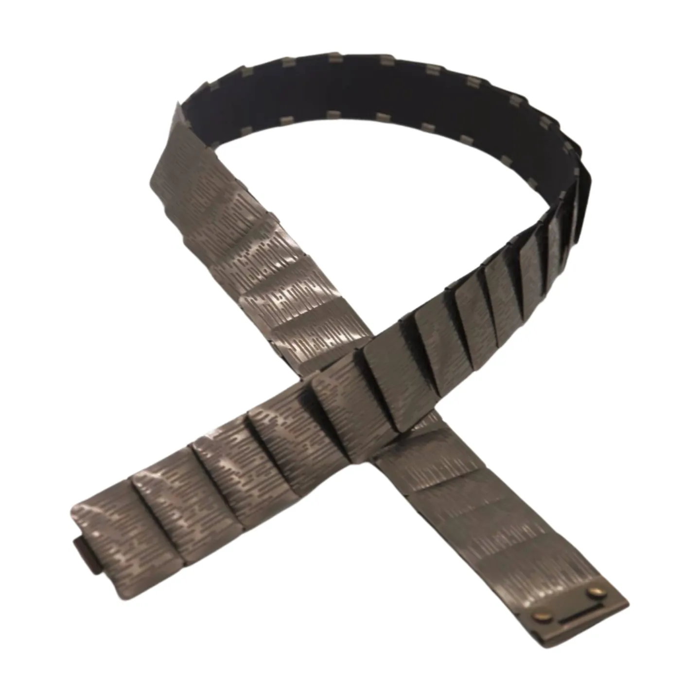 Pewter Black Color Metal Elastic Waistband Skinny Belt Size S M