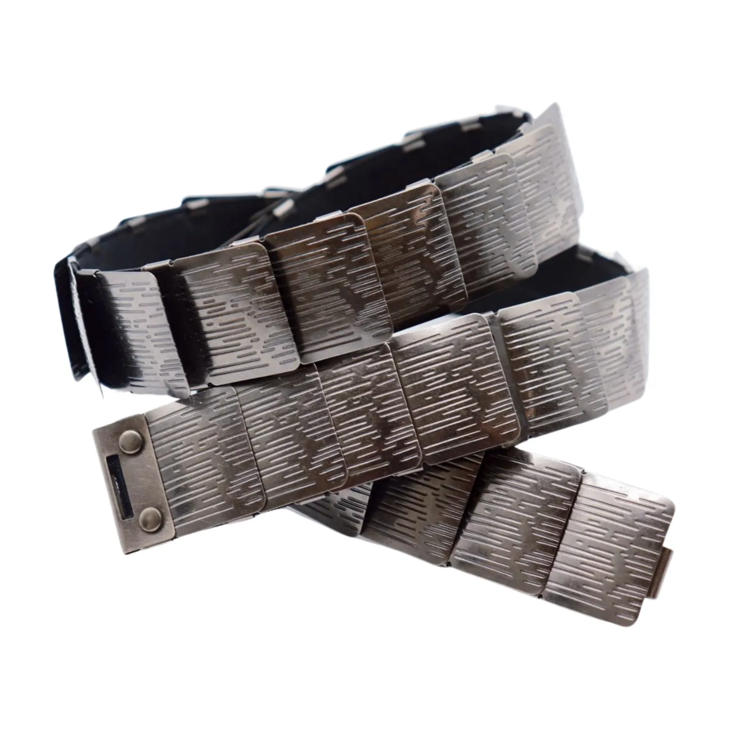 Pewter Black Color Metal Elastic Waistband Skinny Belt Size S M