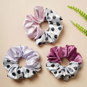 Pink Polka Dot Scrunchie Set of 3