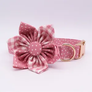 Pink Polka Dots Flower Collar | Personalized Dog ID Collars