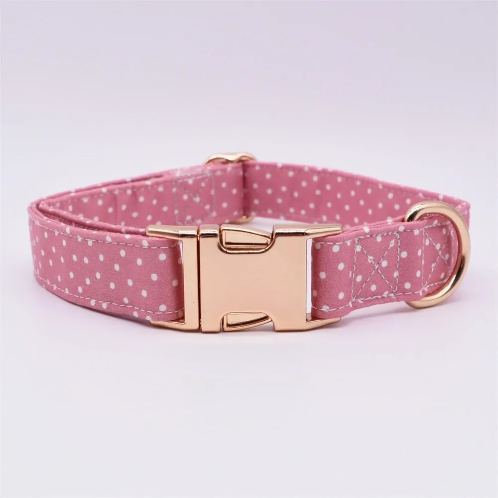 Pink Polka Dots Flower Collar | Personalized Dog ID Collars