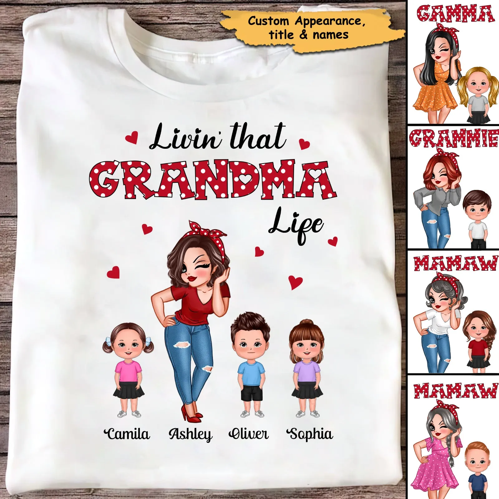 Polka Dot Pattern Livin‘ That Grandma Life Personalized Shirt