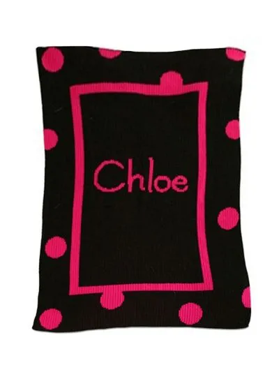 POLKA DOT SOLID BORDER & NAME BLANKET