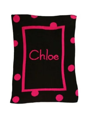 POLKA DOT SOLID BORDER & NAME BLANKET