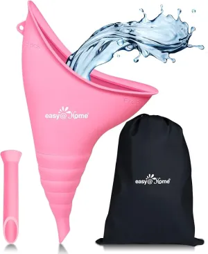 Portable Female Urination Device for Women: Easy@Home Silicone Female Urinal Pee Funnel Standing Up to Pee Urine Peeing Cup Reusable for Travel | Camping | Boating | Outdoor | Hiking Pink EUD408