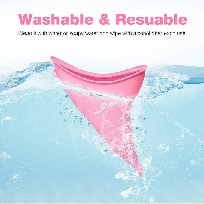 Portable Female Urination Device for Women: Easy@Home Silicone Female Urinal Pee Funnel Standing Up to Pee Urine Peeing Cup Reusable for Travel | Camping | Boating | Outdoor | Hiking Pink EUD408