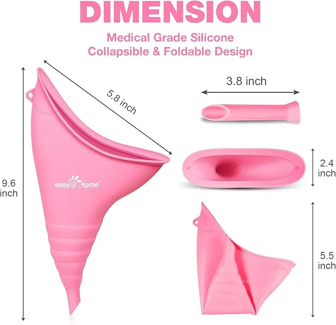 Portable Female Urination Device for Women: Easy@Home Silicone Female Urinal Pee Funnel Standing Up to Pee Urine Peeing Cup Reusable for Travel | Camping | Boating | Outdoor | Hiking Pink EUD408