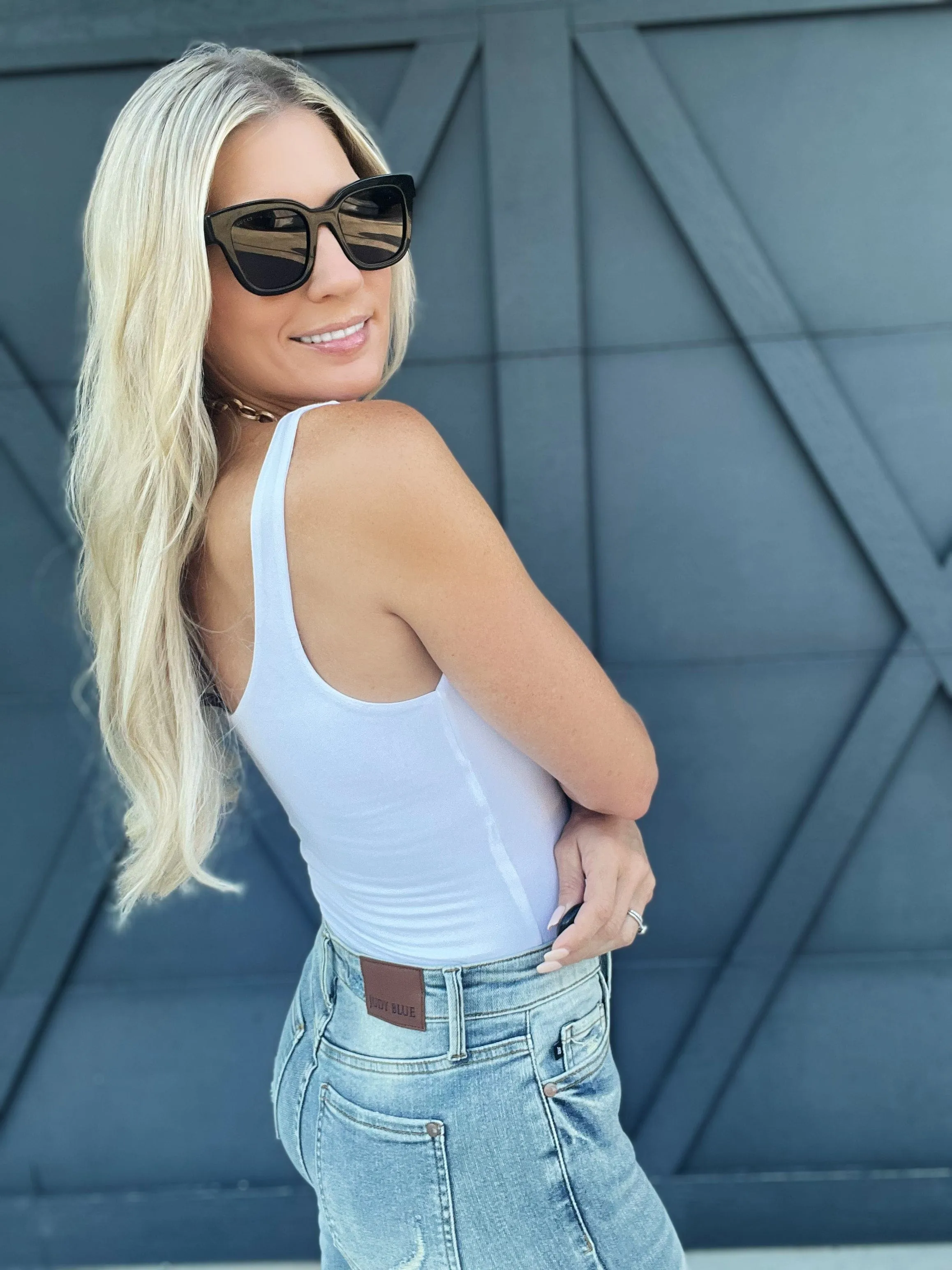 Premium Rayon V-Neck Tank In White