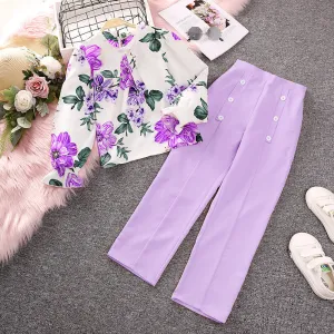 Printed long-sleeved tops and trousers two-piece suits FD