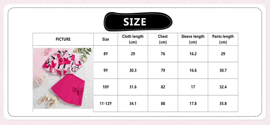 Printed short-sleeved shirt skirt pants two-piece suit