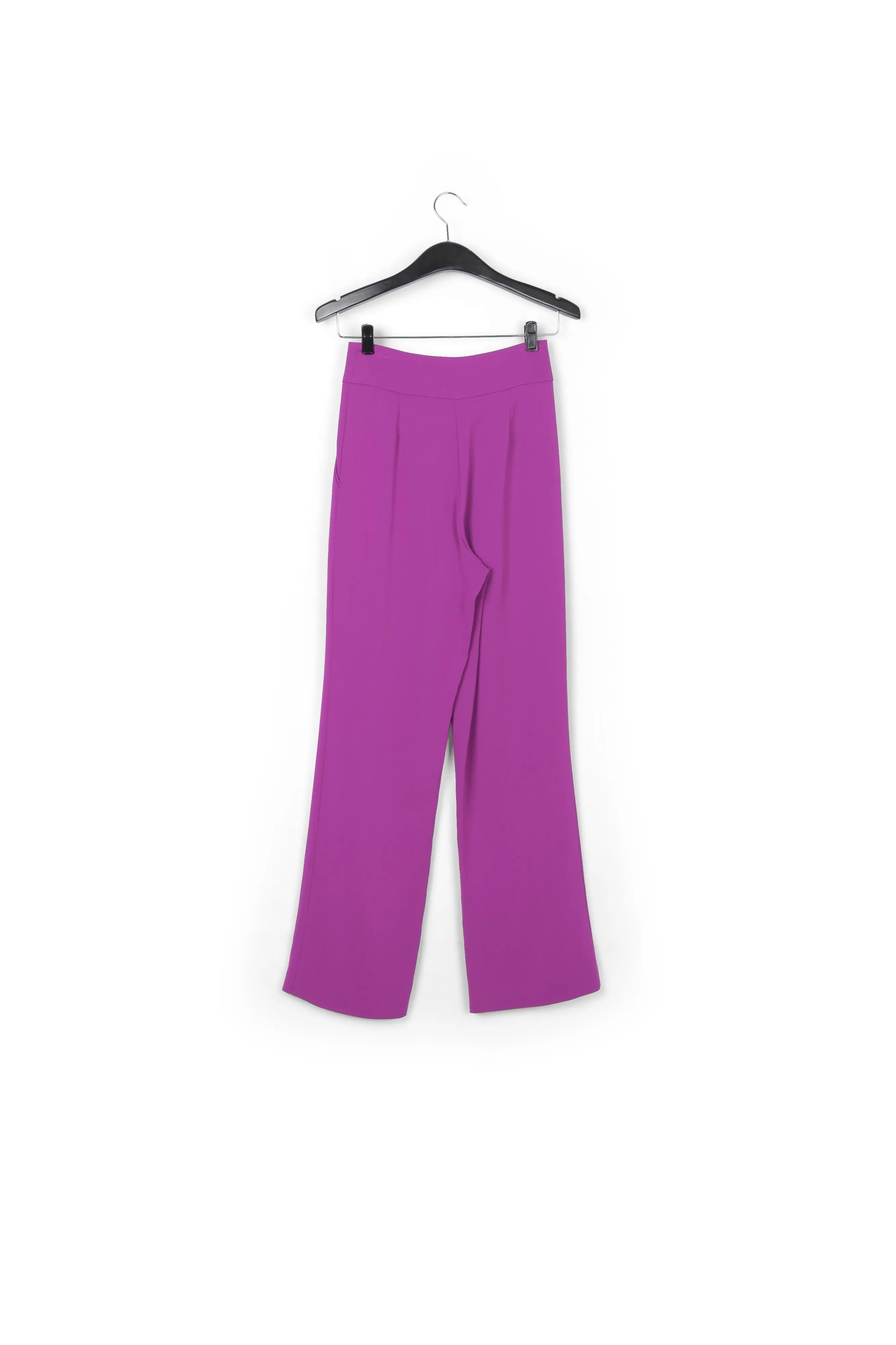 Purple viscose-satin straight-leg pants