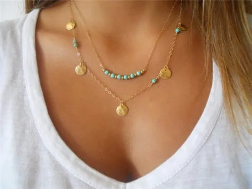 Raven Multi layer Coin Tassel Feather Choker Necklaces