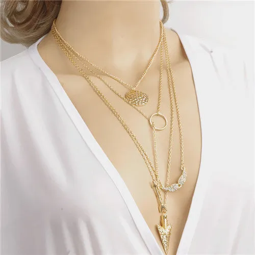 Raven Multi layer Coin Tassel Feather Choker Necklaces