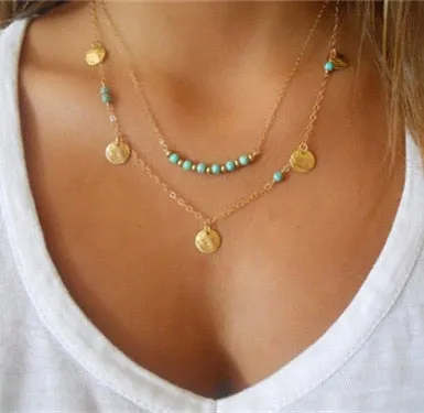 Raven Multi layer Coin Tassel Feather Choker Necklaces