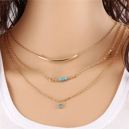 Raven Multi layer Coin Tassel Feather Choker Necklaces