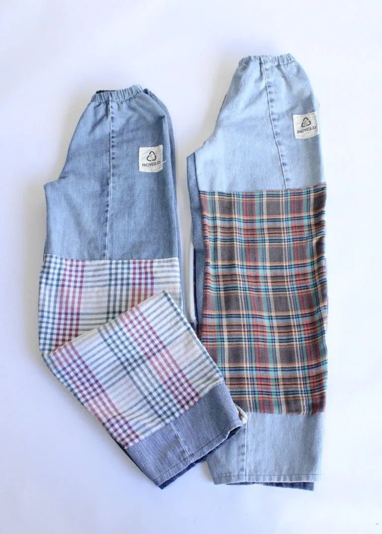 RCYCLD Flannel & Denim Combo Pieced Pants