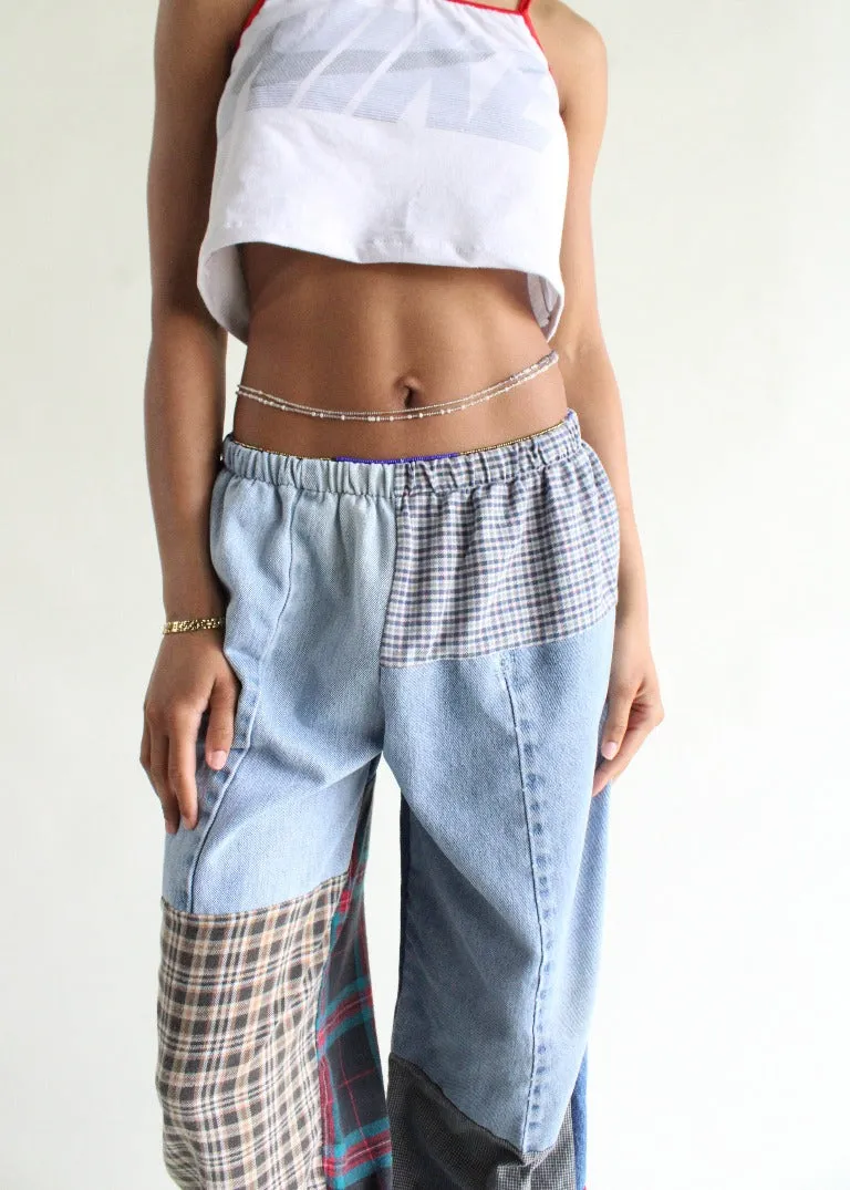 RCYCLD Flannel & Denim Combo Pieced Pants