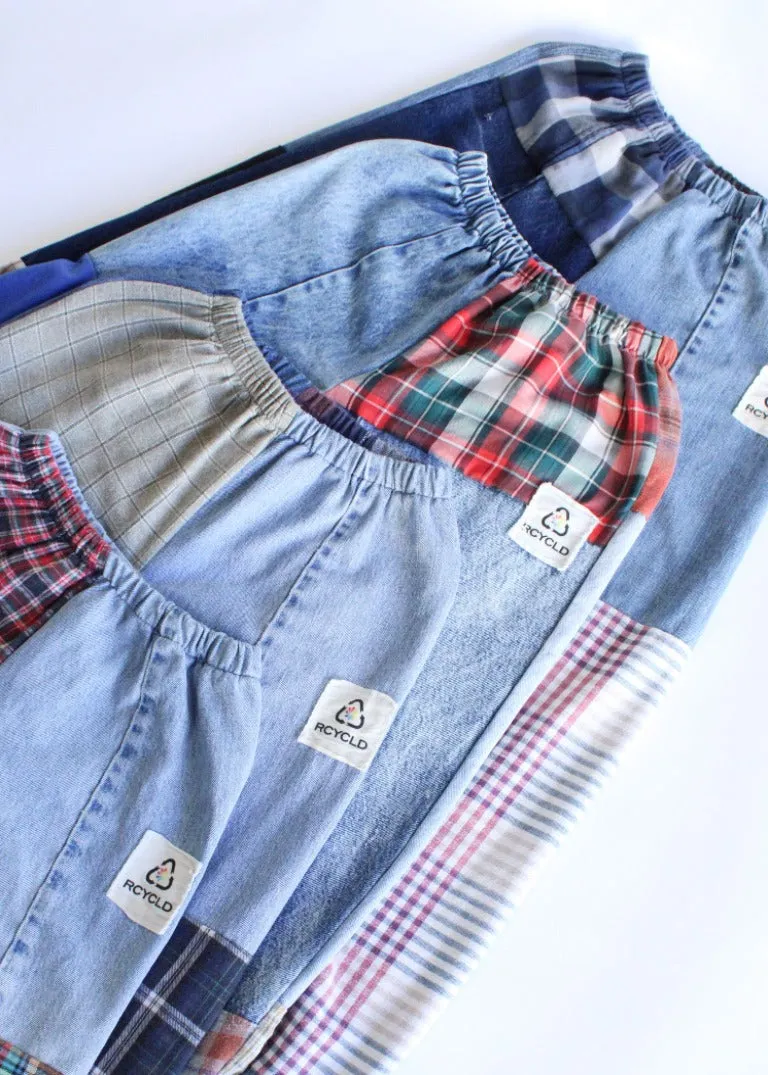 RCYCLD Flannel & Denim Combo Pieced Pants