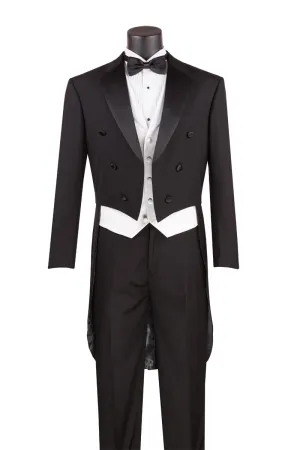 Regular Fit 3 Piece Tuxedo with Tail (Black) T-2X