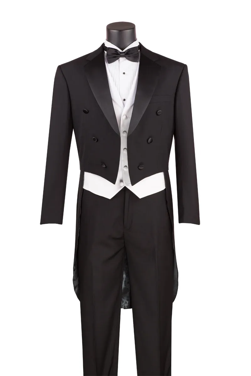 Regular Fit 3 Piece Tuxedo with Tail (Black) T-2X