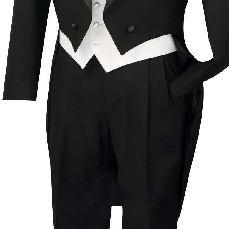 Regular Fit 3 Piece Tuxedo with Tail (Black) T-2X