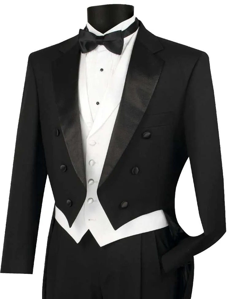 Regular Fit 3 Piece Tuxedo with Tail (Black) T-2X