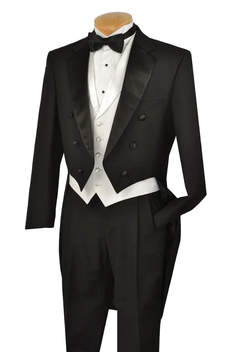 Regular Fit 3 Piece Tuxedo with Tail (Black) T-2X