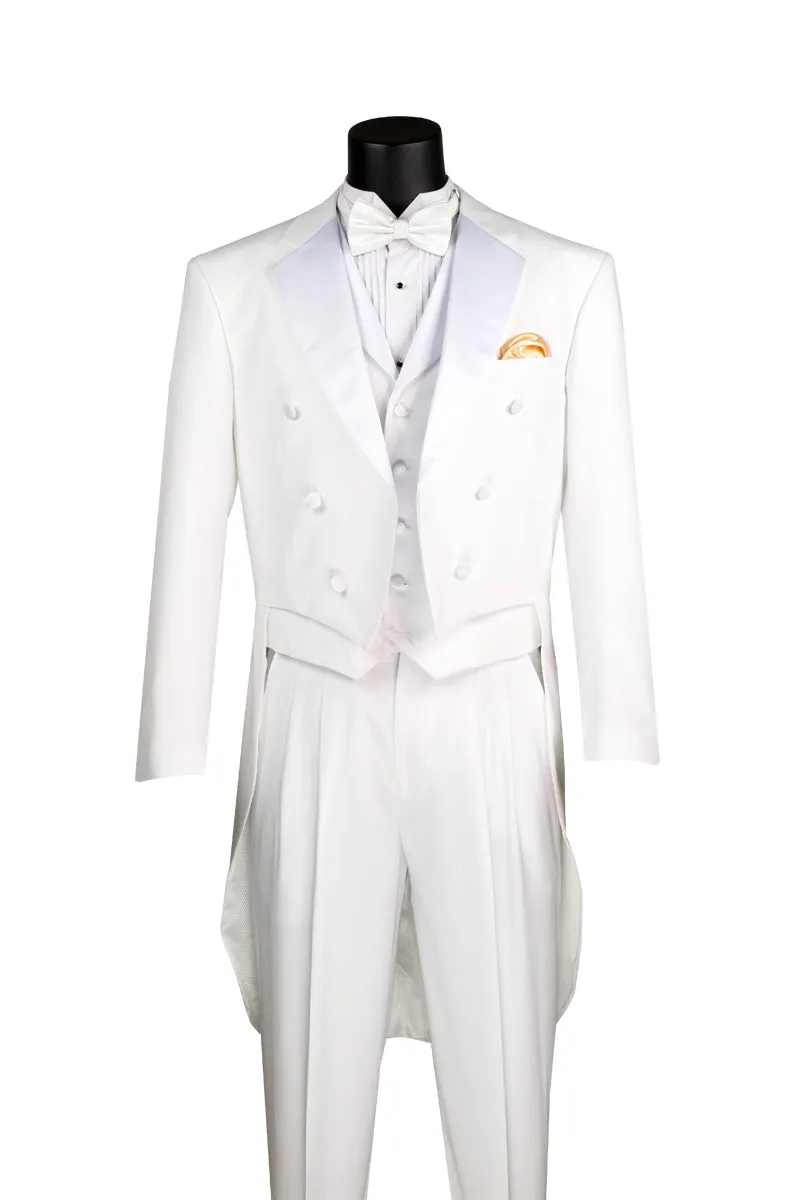 Regular Fit 3 Piece Tuxedo with Tail (White) T-2X