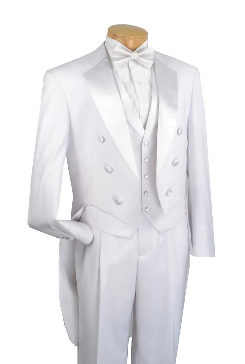 Regular Fit 3 Piece Tuxedo with Tail (White) T-2X