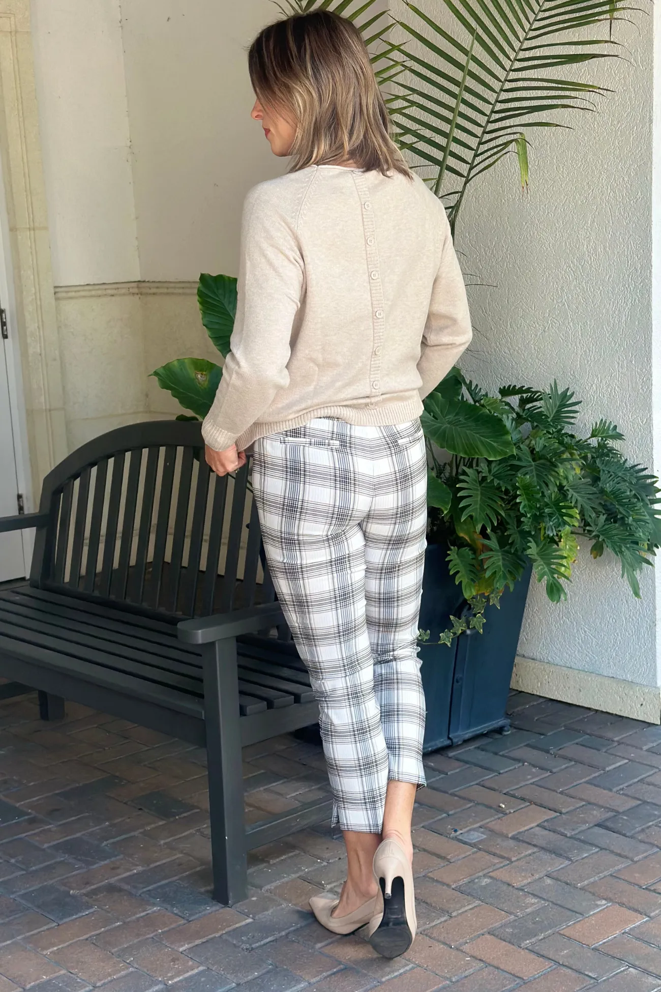 Renuar Recognition Plaid Pull-On Ankle Pants