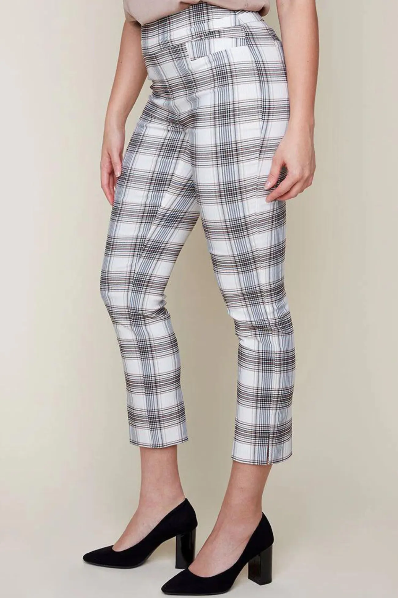 Renuar Recognition Plaid Pull-On Ankle Pants