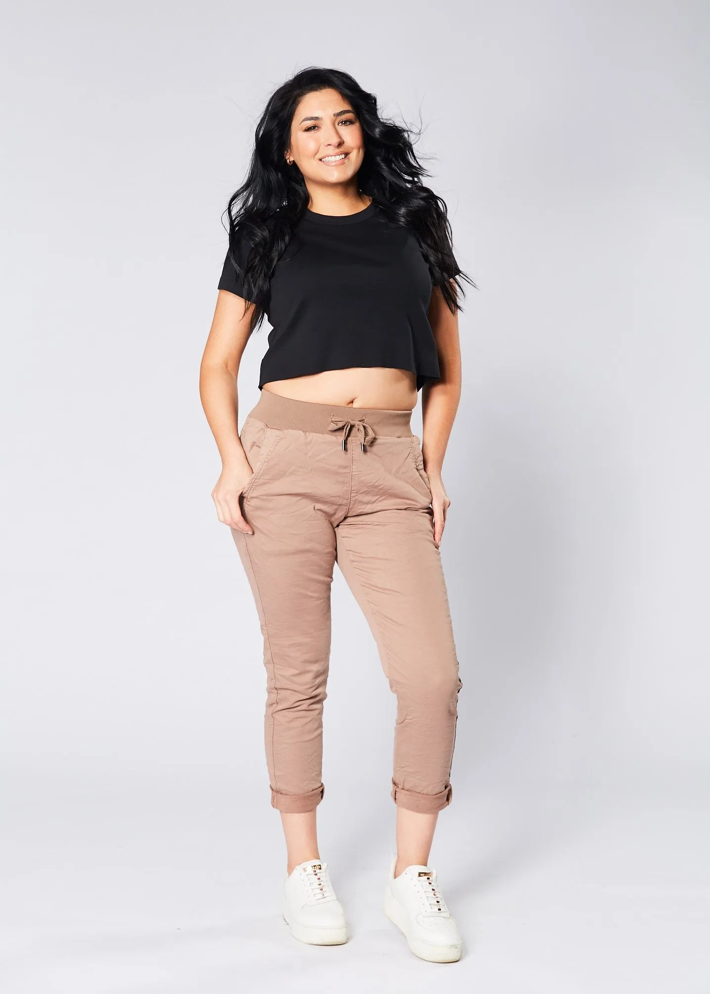 Riley Denim Joggers - Mocha