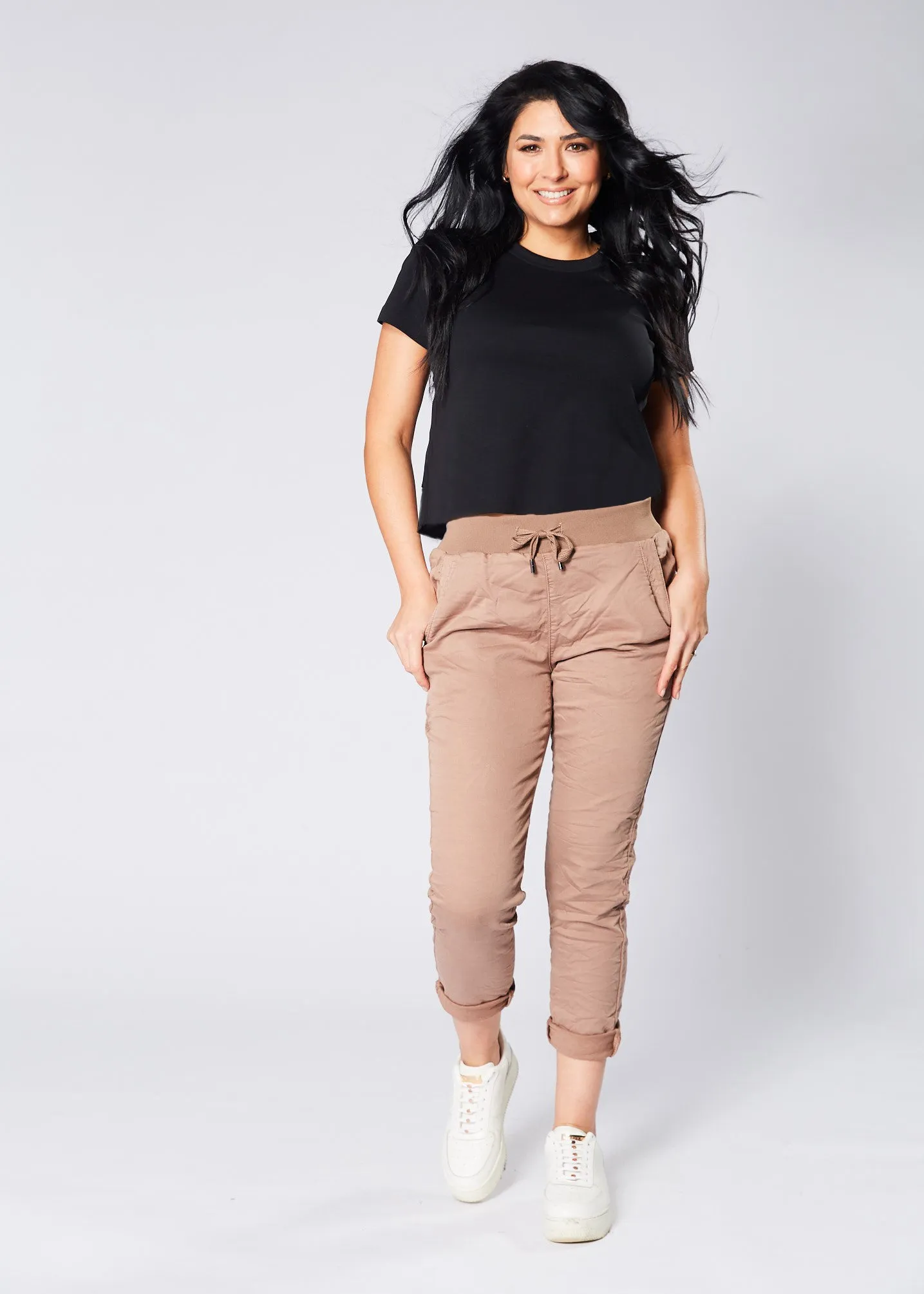 Riley Denim Joggers - Mocha